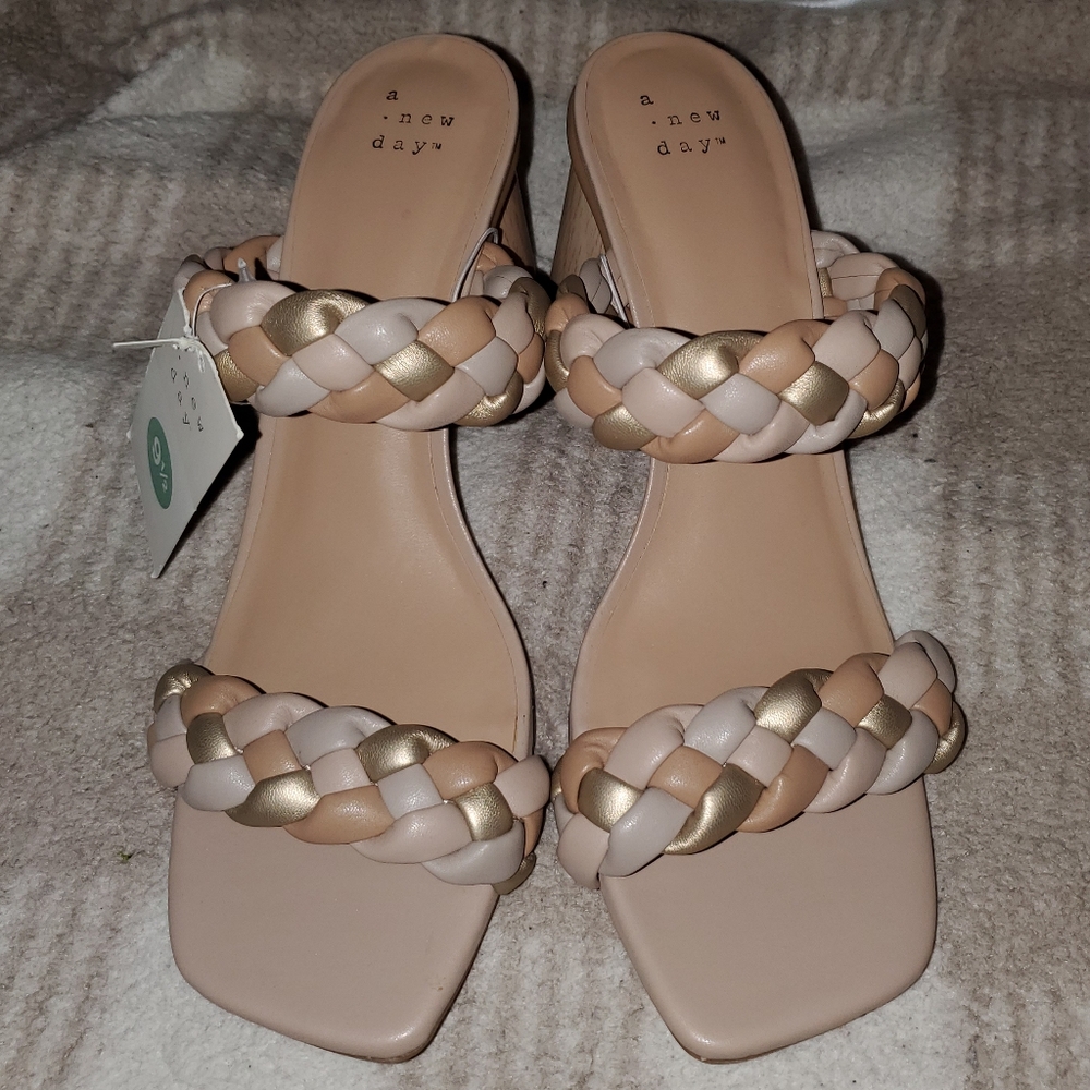 NWT A New Day Basil Multicolored Metallic Mule Heels - Picture 4 of 16